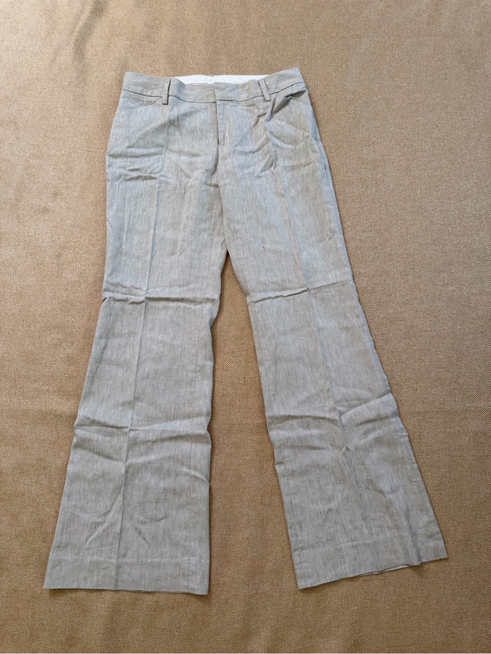 Perfect Trouser GAP Flared Leg Pants 0P Stretch Beige Linen Blend Pants